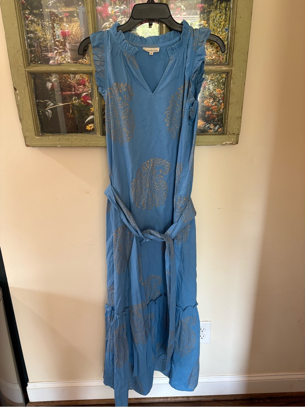 NWOT Fitzroy & Willa 100% Cotton Blue Maxi Dress